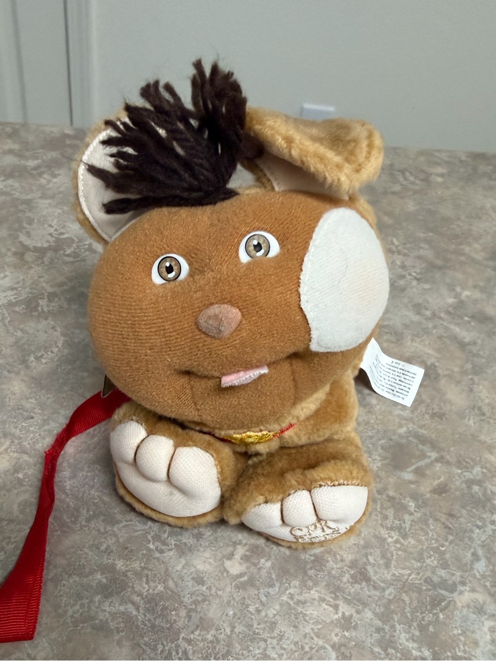 Cabbage Patch Kids Pets, brown puppy dog with leash, with tag, Vintage